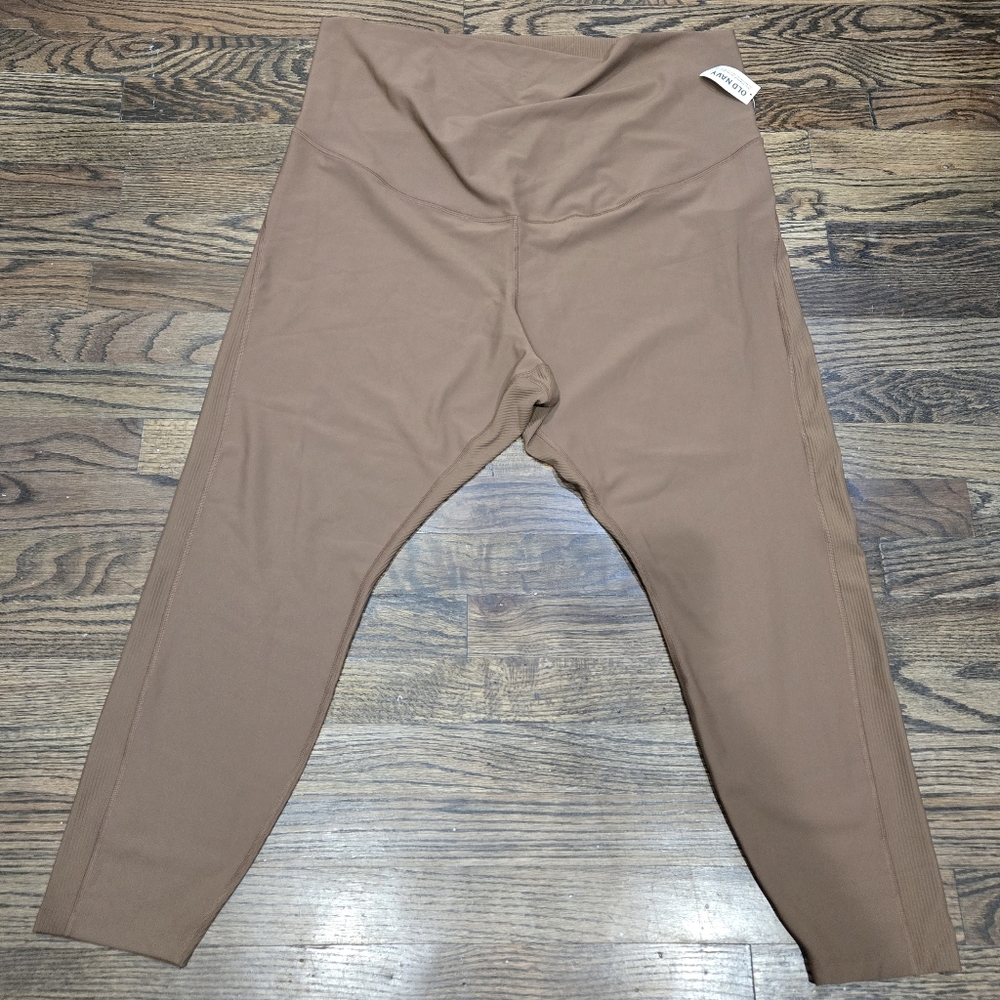 Old Navy Brown Ribbed Leggings Go Dry XXL NWT - Picture 1 of 6